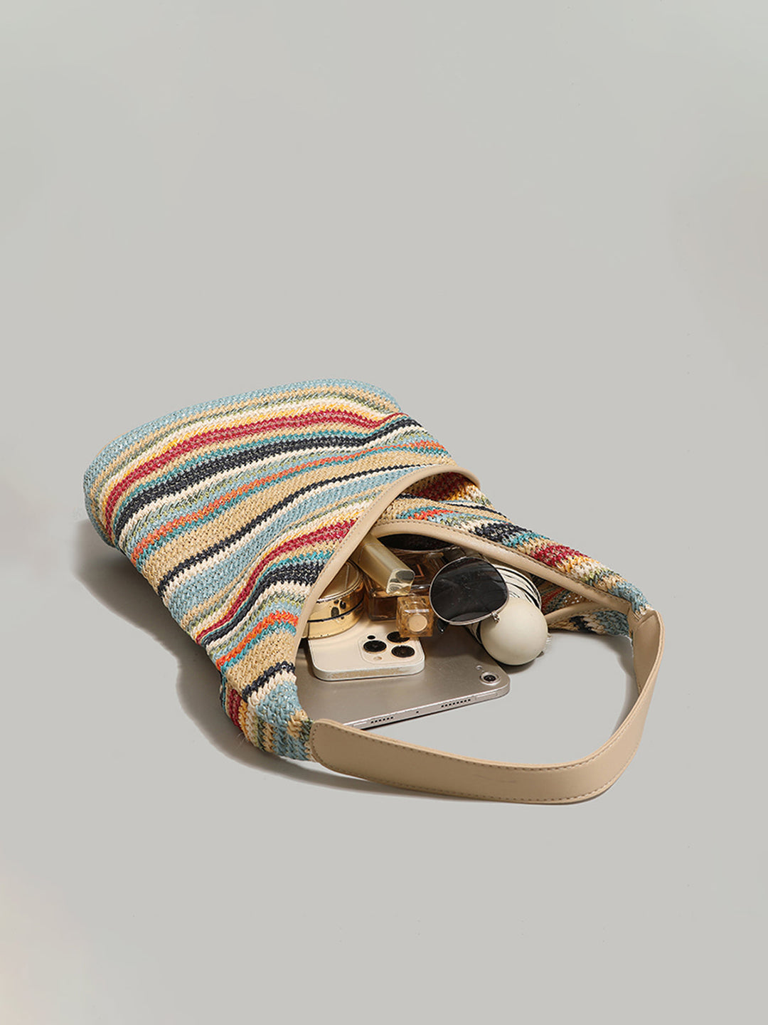 Rainbow Grass Woven Shoulder Bag